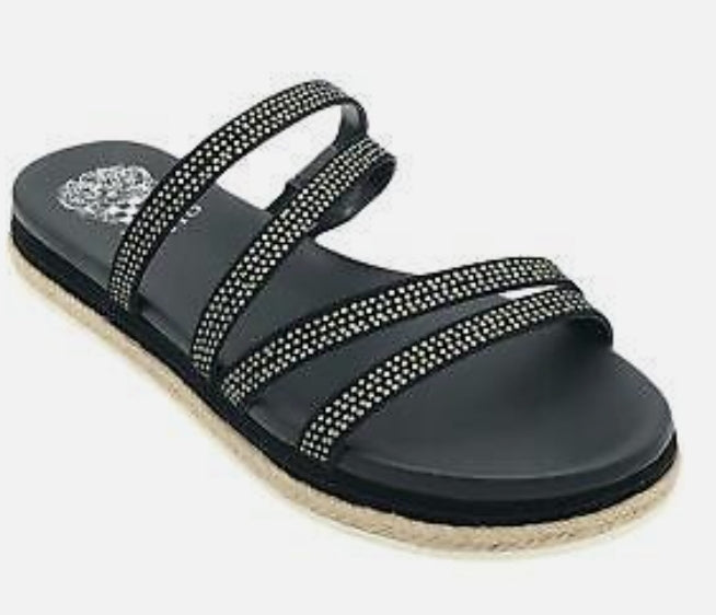VINCE CAMUTO - Black Genuine Leather Strappy Espradille Sandals