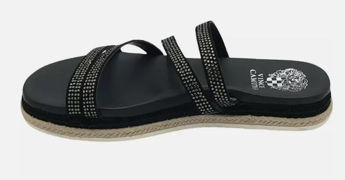 VINCE CAMUTO - Black Genuine Leather Strappy Espradille Sandals