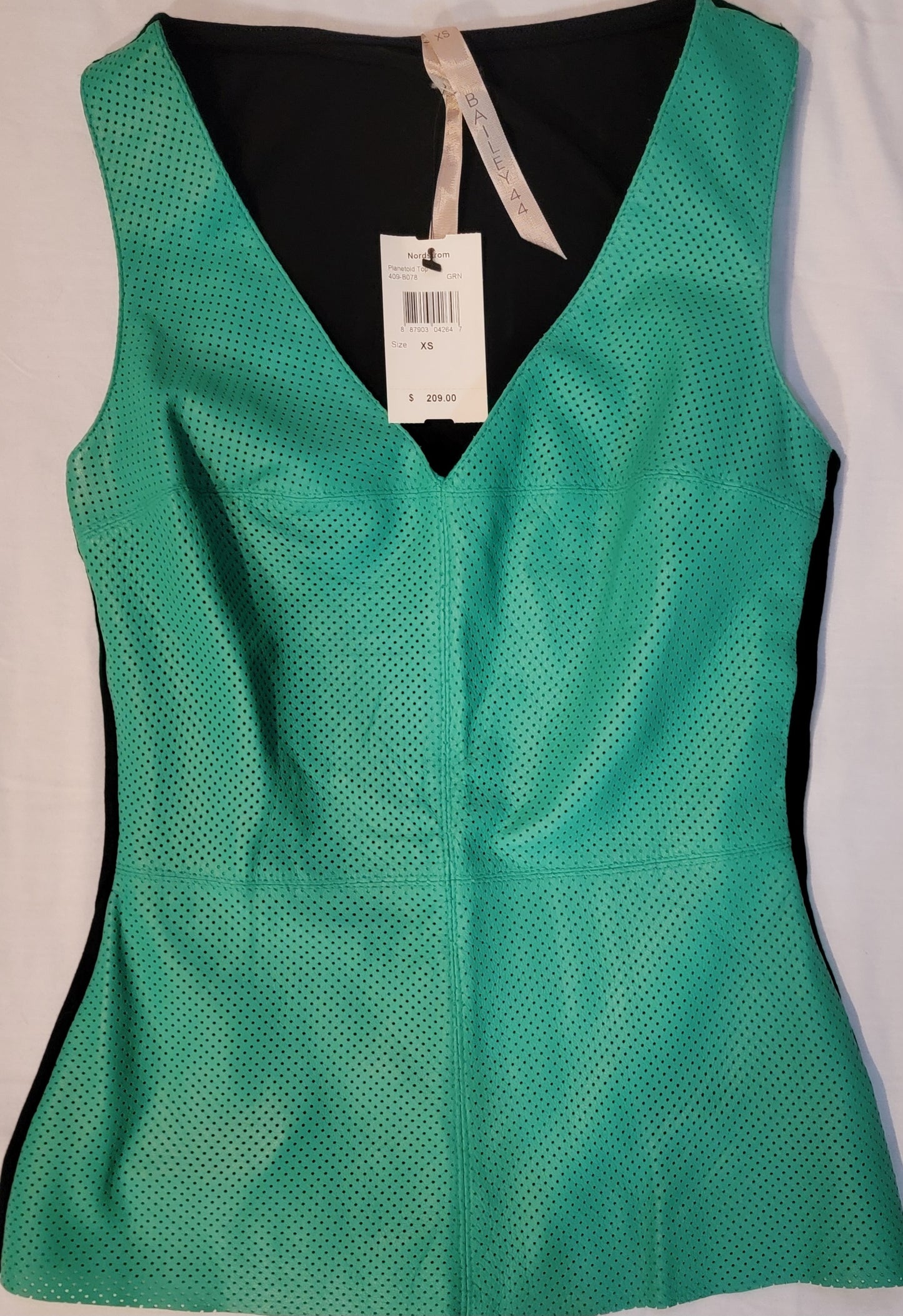 BAILEY - Green Leather Plunging V-Neck Tank