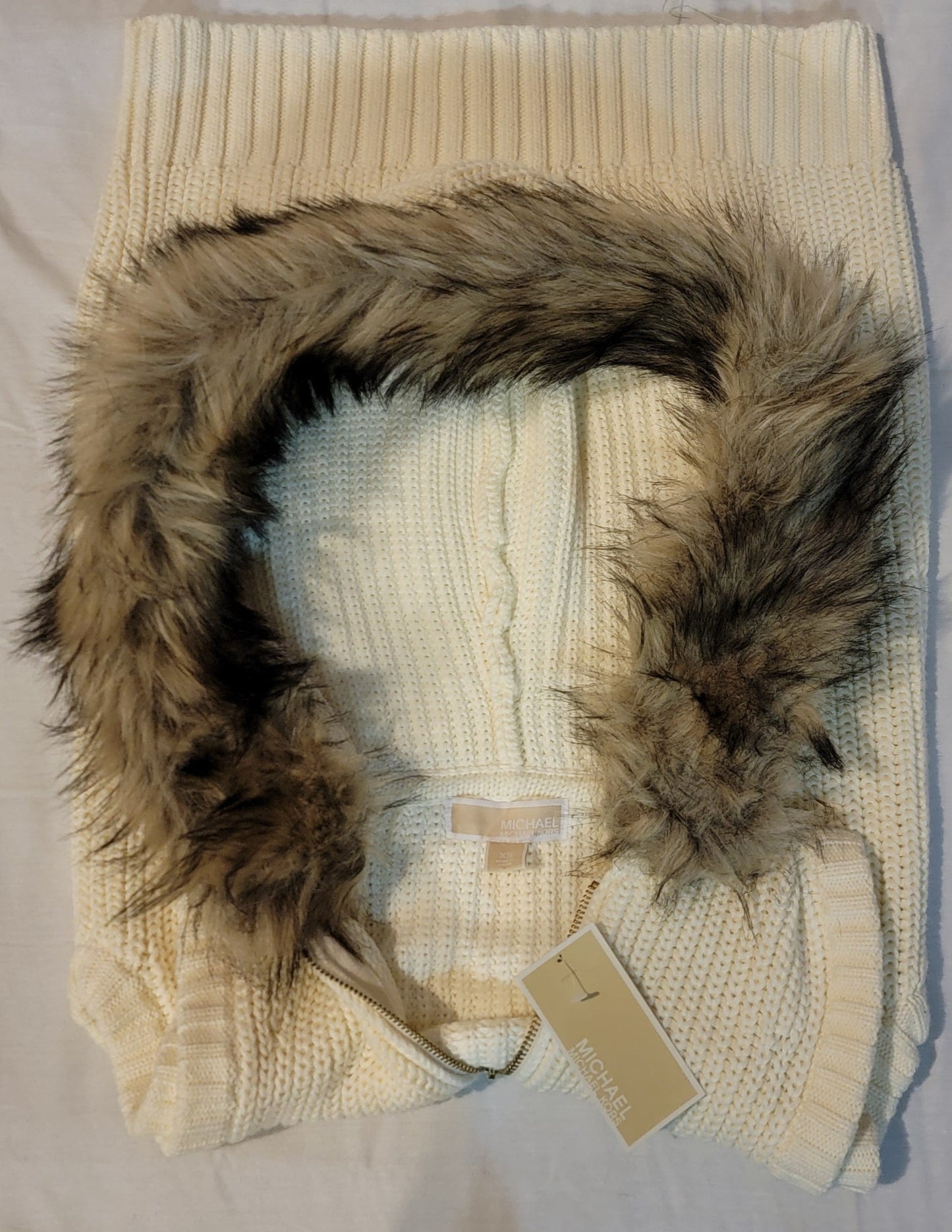MICHAEL KORS - Faux Fur Trim Knit Vest