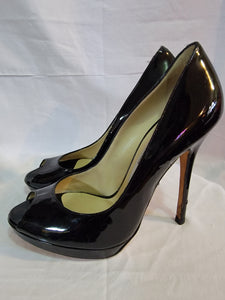 JIMMY CHOO - Patent Leather Peep Toe Heels