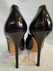 JIMMY CHOO - Patent Leather Peep Toe Heels