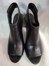 Load image into Gallery viewer, H by HALSTON LINDA - Black Leather Peep-Toe Ankle Boots