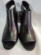 Load image into Gallery viewer, H by HALSTON LINDA - Black Leather Peep-Toe Ankle Boots