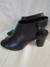 Load image into Gallery viewer, H by HALSTON LINDA - Black Leather Peep-Toe Ankle Boots