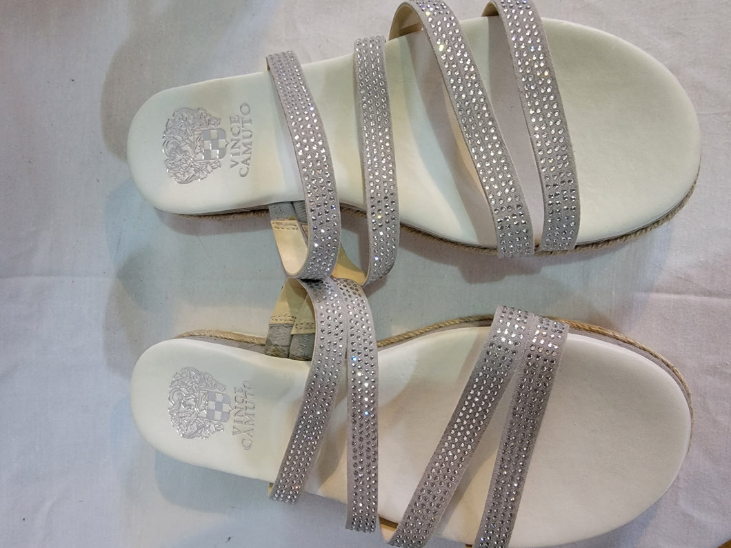 VINCE CAMUTO - White Genuine Leather Strappy Espradille Sandals