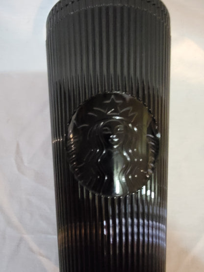 STARBUCKS - 2024 Black Pleated Metallic Core Tumbler