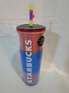 STARBUCKS - 2023 Citrus Color Change with Swirl Straw Topper Pink Tumbler