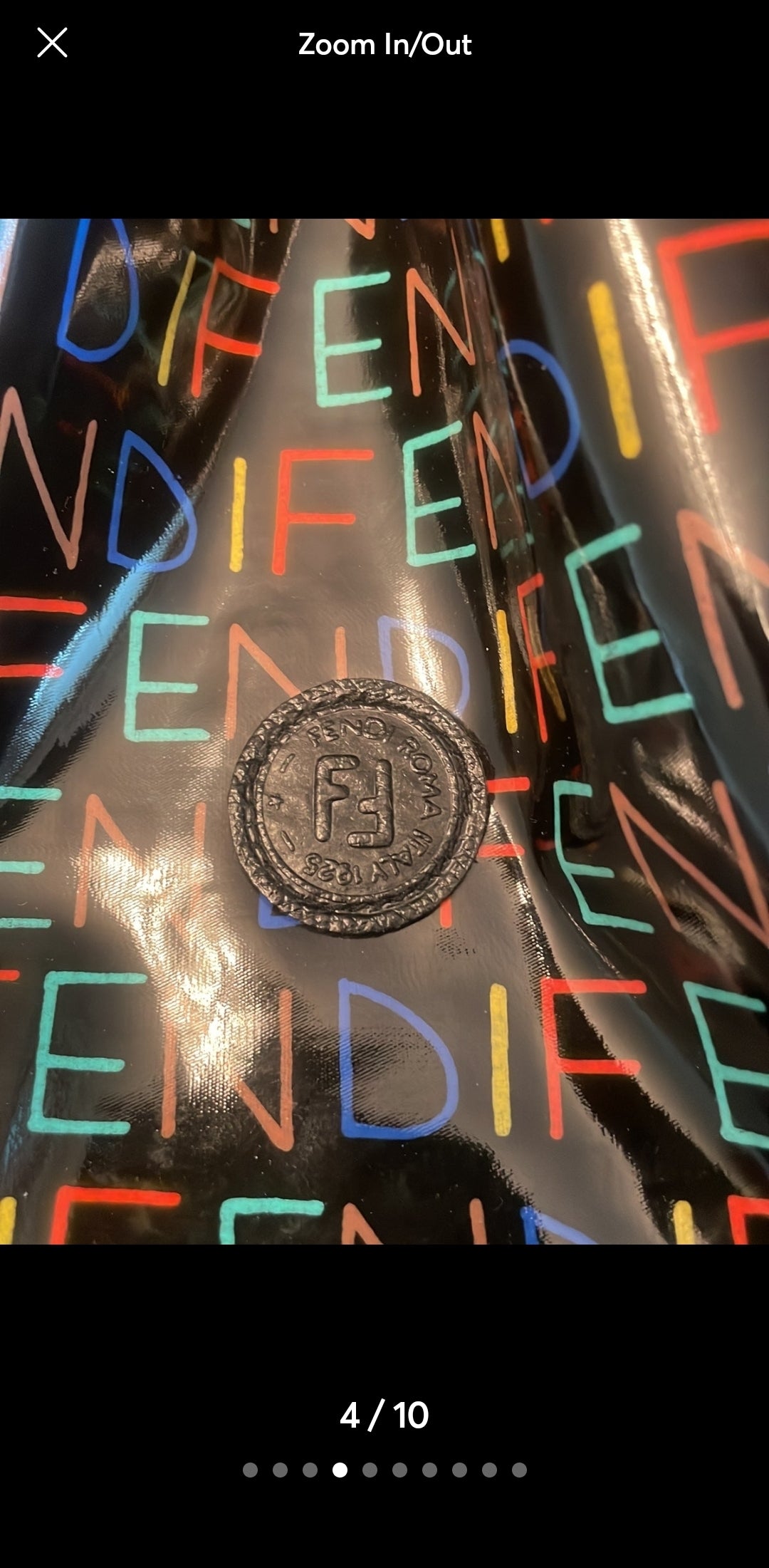 FENDI - Round Logo multicolor Patent Drawstring Bag