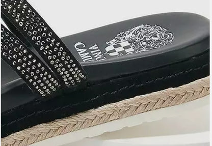 VINCE CAMUTO - Black Genuine Leather Strappy Espradille Sandals